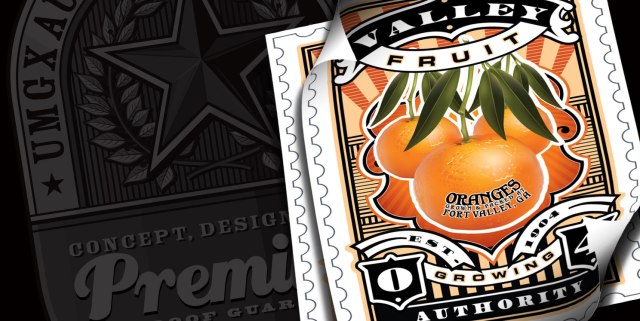 UMGX Designed And Illustrated Orange Authority Label Vintage Stamp Art Poster