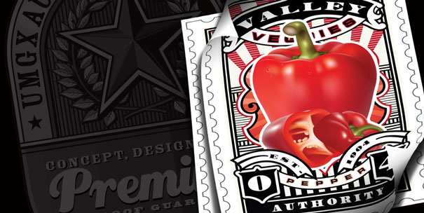 UMGX Designed And Illustrated Pepper Authority Label Vintage Stamp Art Poster