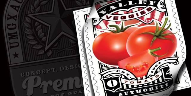 UMGX Designed And Illustrated Tomato Authority Label Vintage Stamp Art Poster