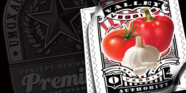 UMGX Designed And Illustrated Veggie Authority Label Vintage Stamp Art Poster..
